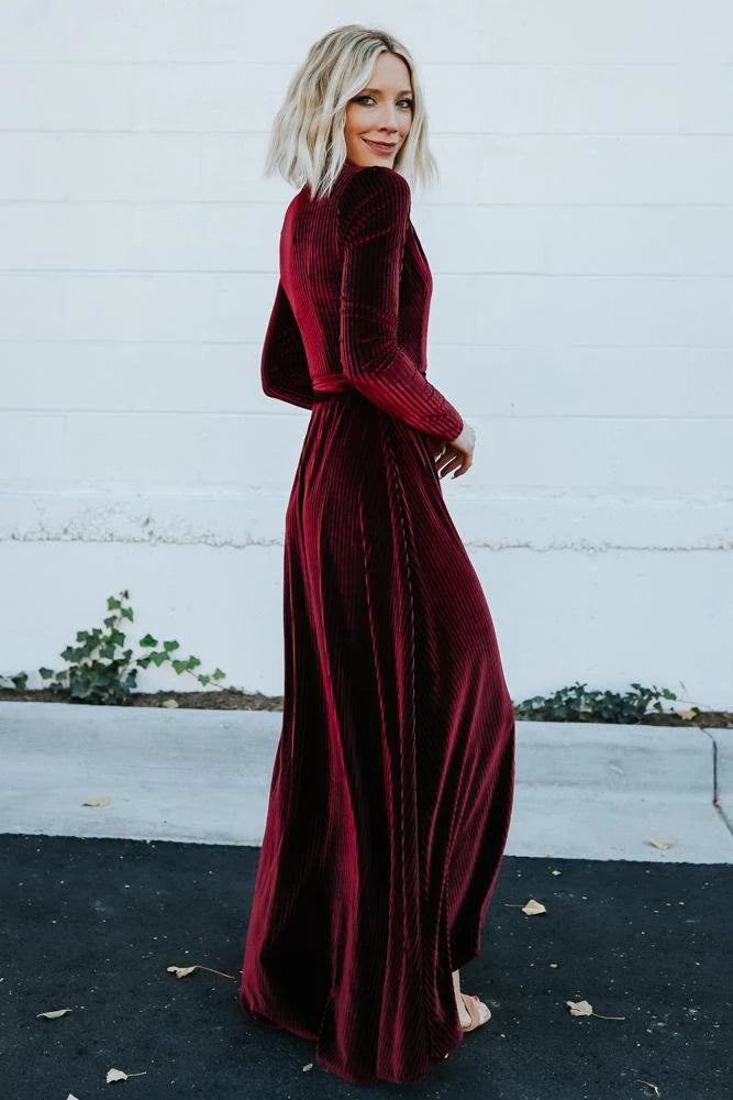 Jada Ribbed Velvet Wrap Dress | Mulberry