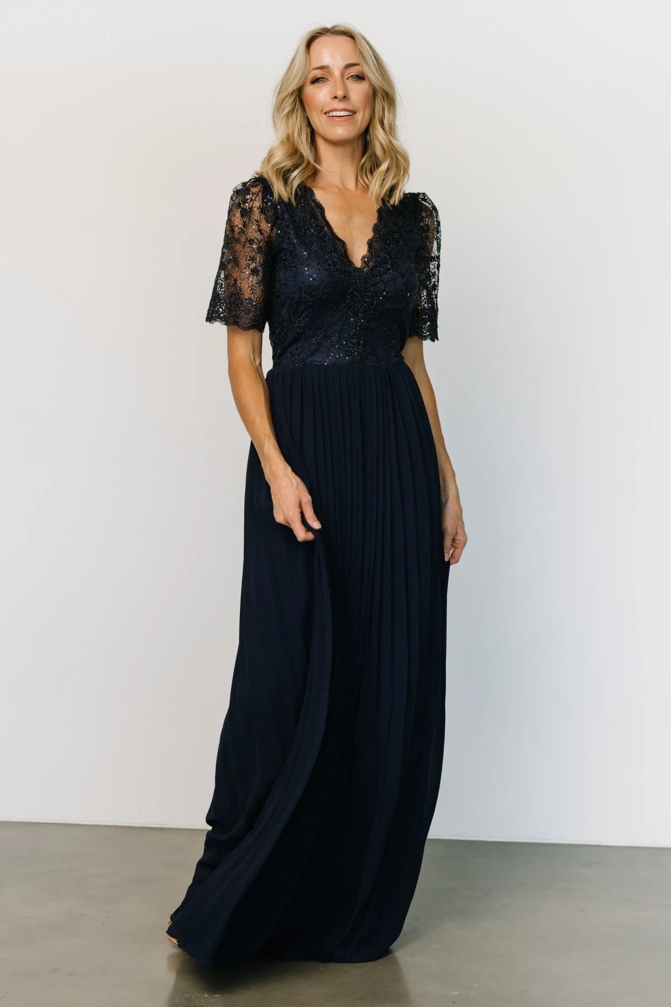 Josephine Pleated Maxi Dress | Navy