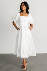 Rina Embroidered Shimmer Dress | Off White