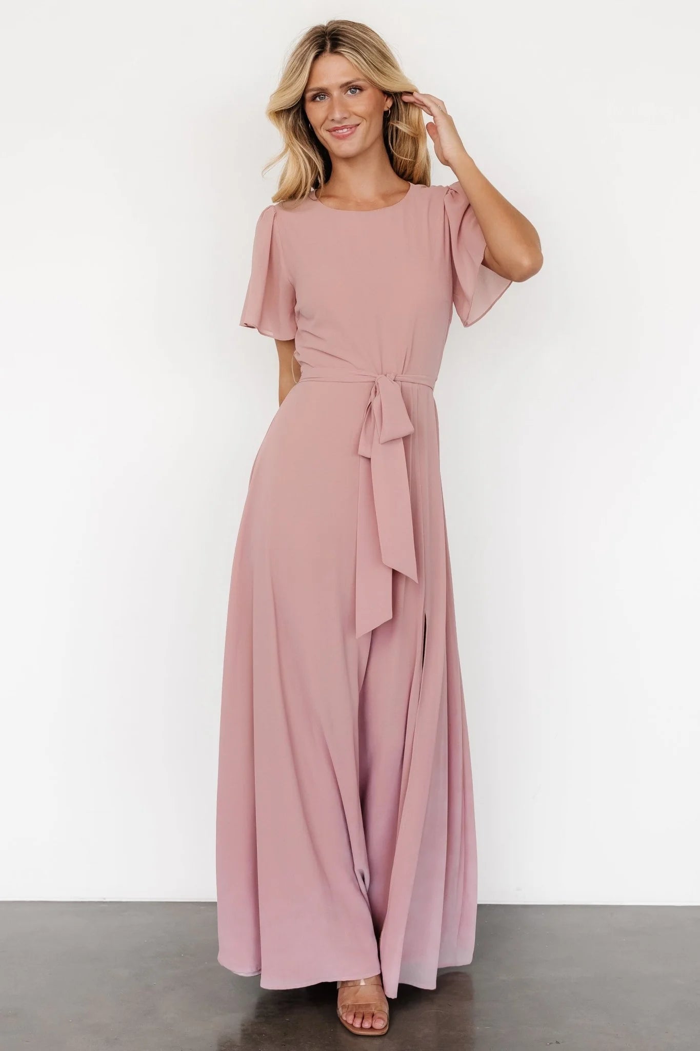 Naomi Short Sleeve Maxi Dress | Blush Pink