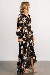 Mayfair High Low Maxi Dress | Black Floral