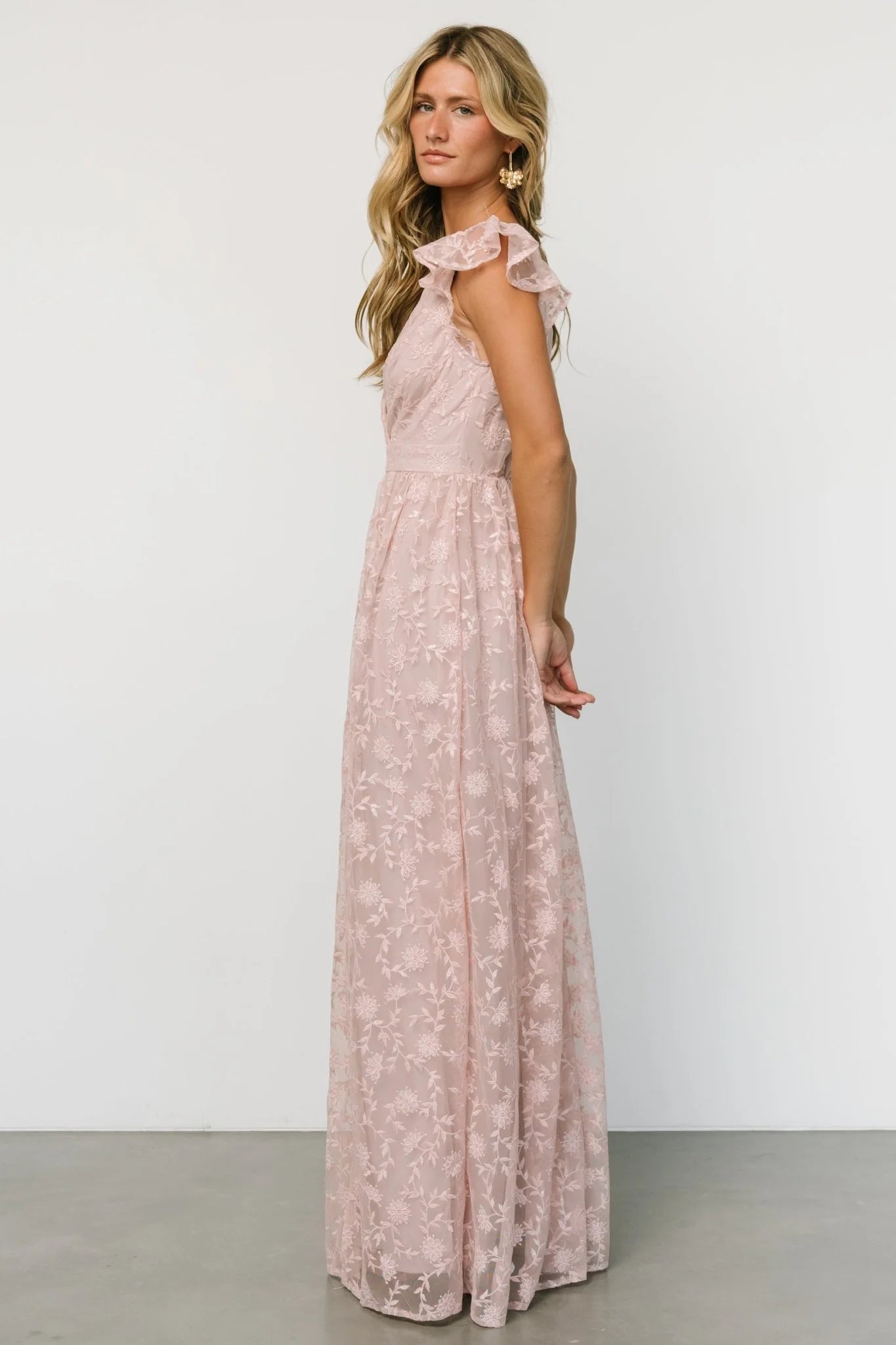 Alexa Embroidered Sequin Maxi Dress | Blush Rose