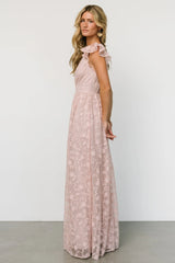Alexa Embroidered Sequin Maxi Dress | Blush Rose