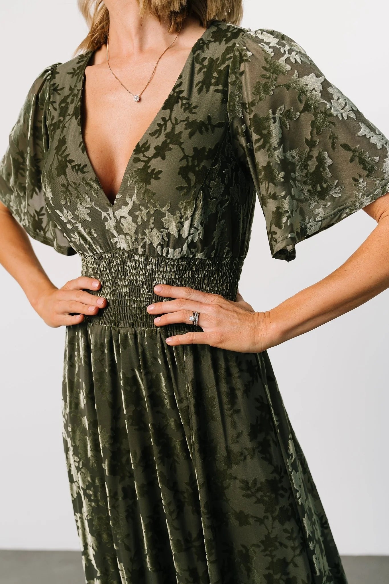 Veronica Velvet Maxi Dress | Dark Sage