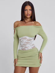 LEXA MINI DRESS GREEN WHITE