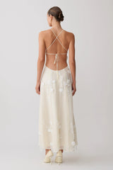Floral Lace Midi Dress - Buttermilk