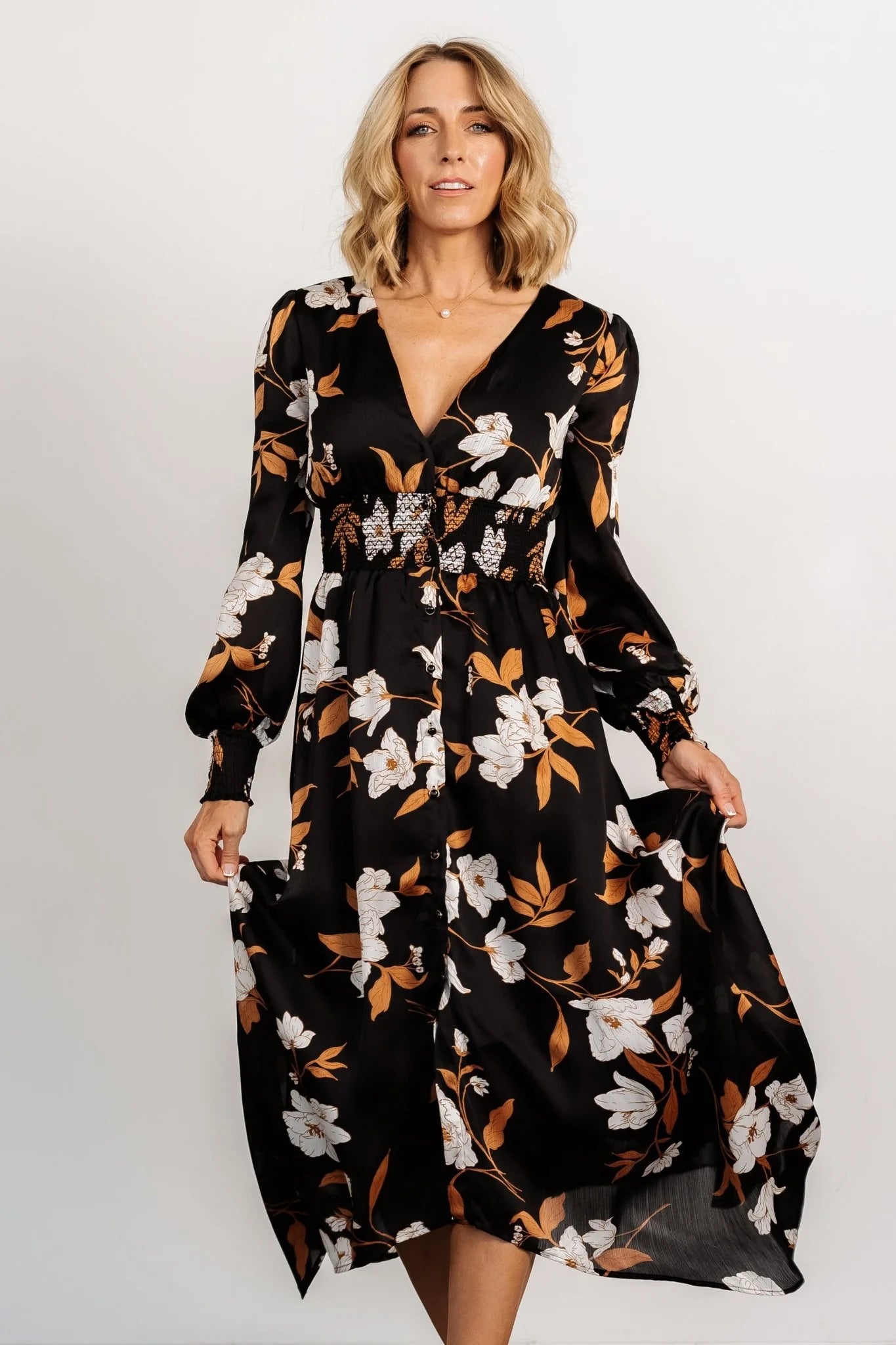 Mayfair High Low Maxi Dress | Black Floral