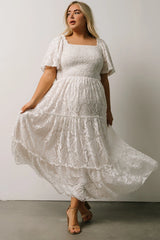 Aspen Smocked Lace Maxi Dress | Off White