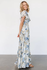 Lynlee Metallic Maxi Dress | Dusty Blue