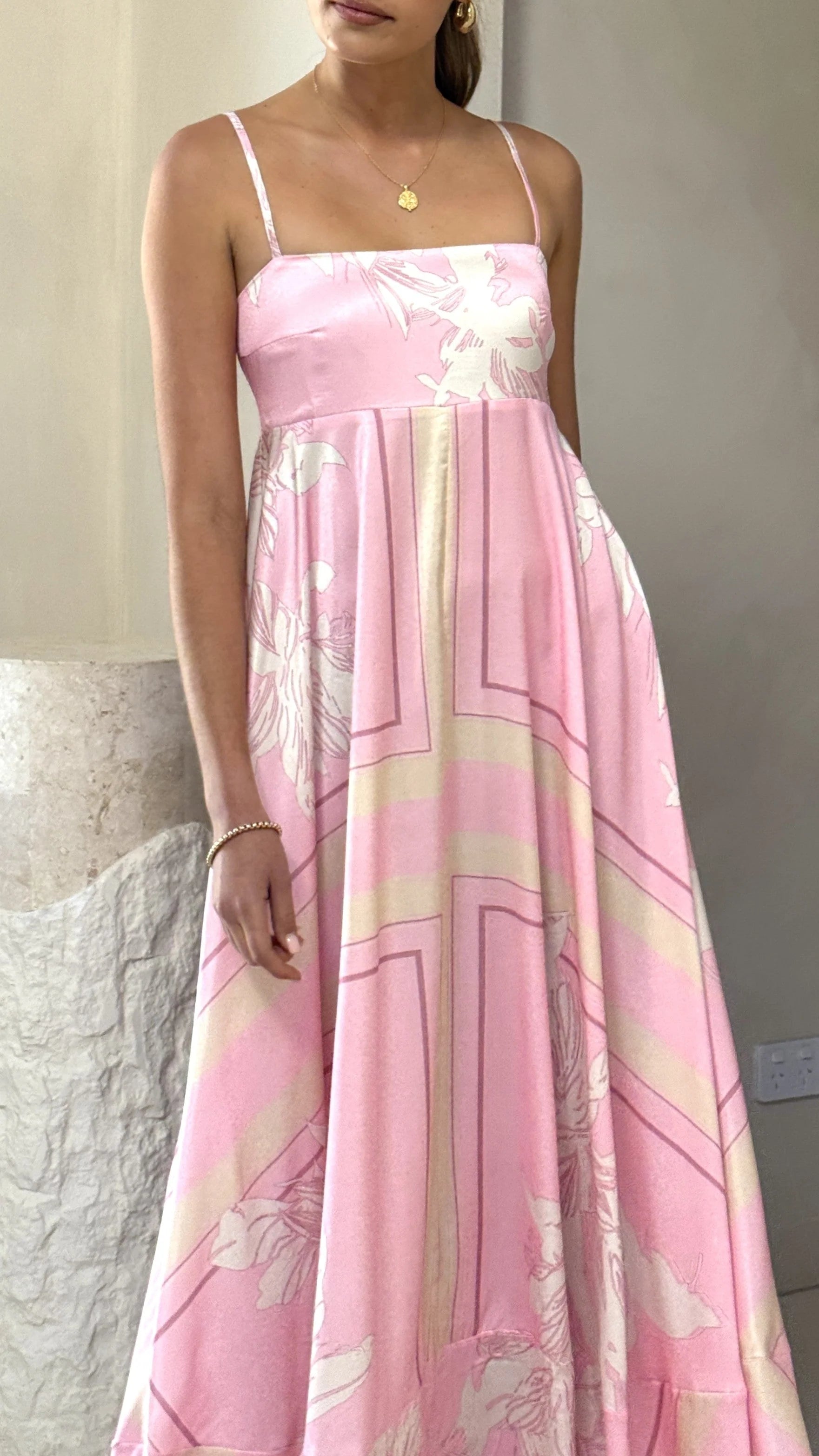 Kaethe Maxi Dress - Pink/White