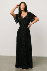 Everley Velvet Maxi Dress | Black