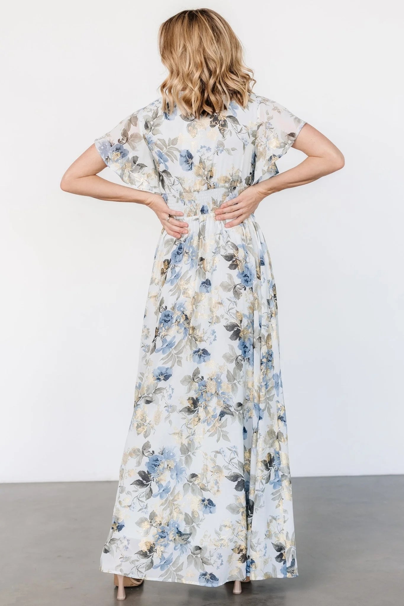 Lynlee Metallic Maxi Dress | Dusty Blue