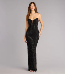 Kasey Rhinestone Plunge Mermaid Formal Dress
